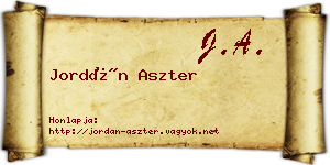 Jordán Aszter névjegykártya